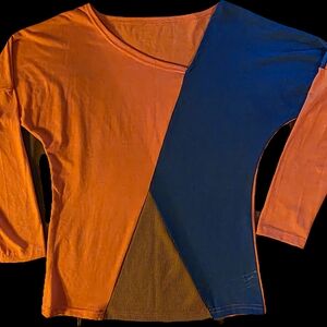 Colorblock Orange and Blue Women's Top